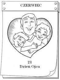 Kolorowanka kartka z kalendarza dzień ojca